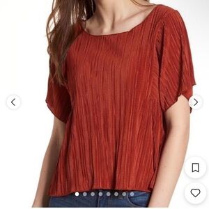 Madewell Texture & Thread Micropleat Top - Rusty Torch medium